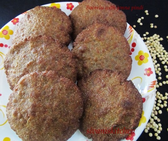 Jonna Pindi Appalu / Boorelu with Jowar Atta / Jonna Burelu