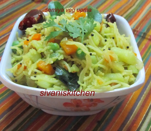 Veg Semiya Upma Recipe/Veg Vermicelli Upma - how to make Veg Semiya Upma