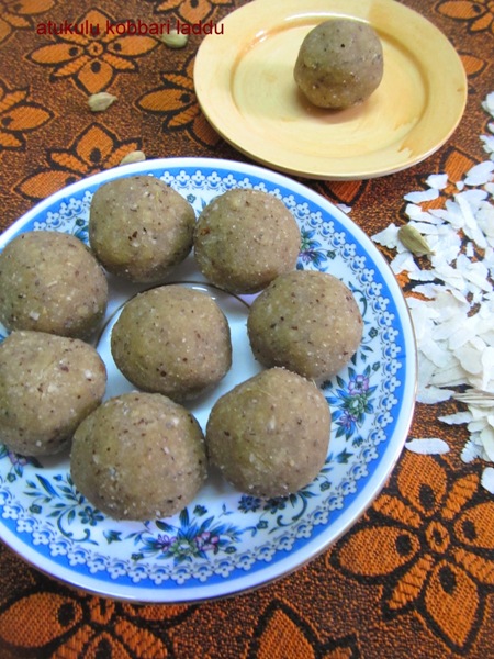 Poha Coconut Laddu Recipe/Atukulu Kobbari Laddu/Aval Coconut Laddu-Krishnashtami Recipe