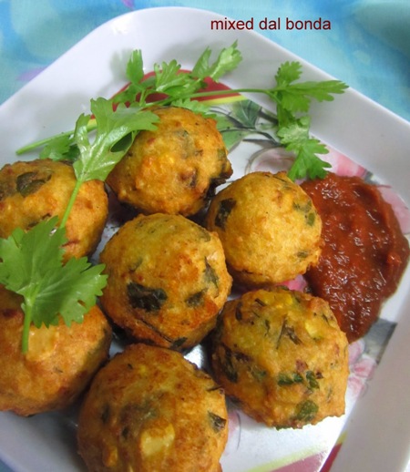 Mixed Dal Bonda / Mixed Dal Punugulu - Snacks Recipe