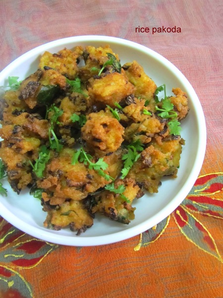 Rice Pakora recipe / Leftover Rice Fritters / Pakora with Leftover Rice