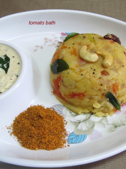 Tomato Upma Recipe / Tomato Bath - how to make Tomato Bath
