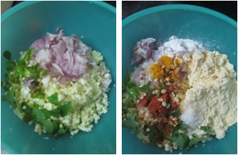 Grated Cauliflower Fritters / Gobi Turumu Pakoda - how to make Cauliflower Pakoda - Pakoda Recipes