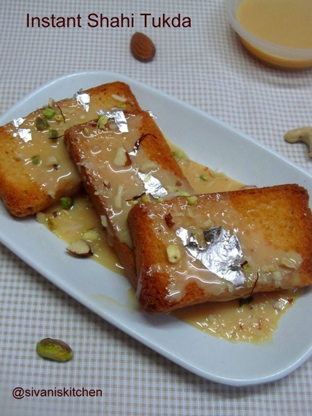 Instant Shahi Tukda Recipe - Shahi Tukra with Bread Rusk And Condensed Milk