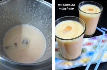 Muskmelon Milkshake / Kharbuja Milkshake - How to make muskmelon milkshake - Milkshake Recipes