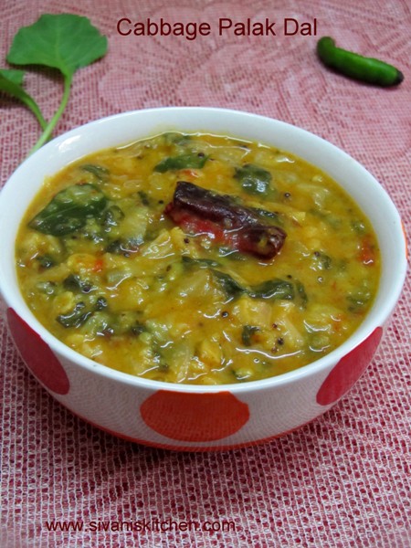 spinach cabbage dal