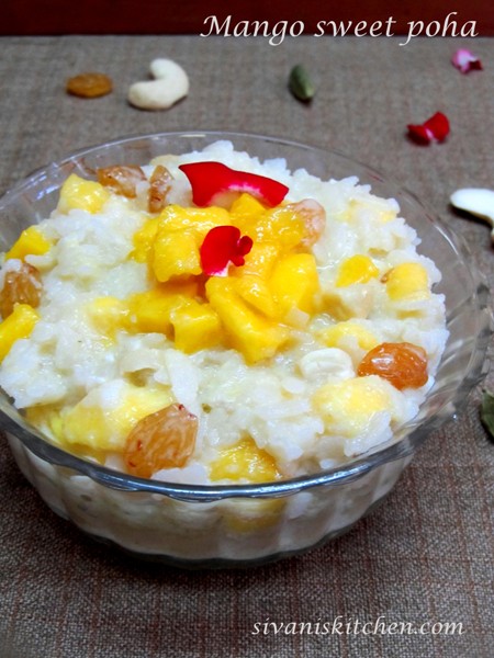 mango sweet poha pudding