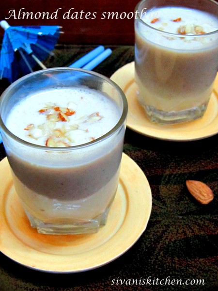 Dates And Almond Smoothie / Dates Badam Smoothie - Smoothie Recipes - Beverages