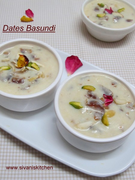 Dates Basundi / Basundi with Kharjur - how to make milk sweet Dates Basundi