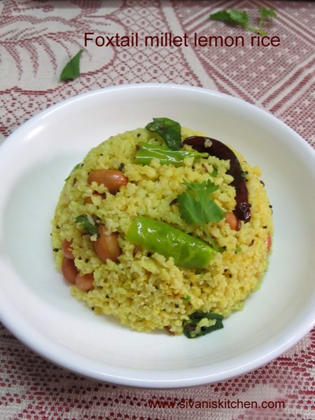 Foxtail Millet Lemon Rice / Korra Biyyam Nimmakaya Pulihora