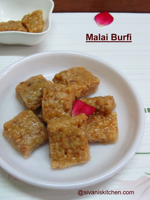 Malai Pak Recipe/Burfi with Fresh Milk Cream - how to make Malai Burfi - Burfi Recipes